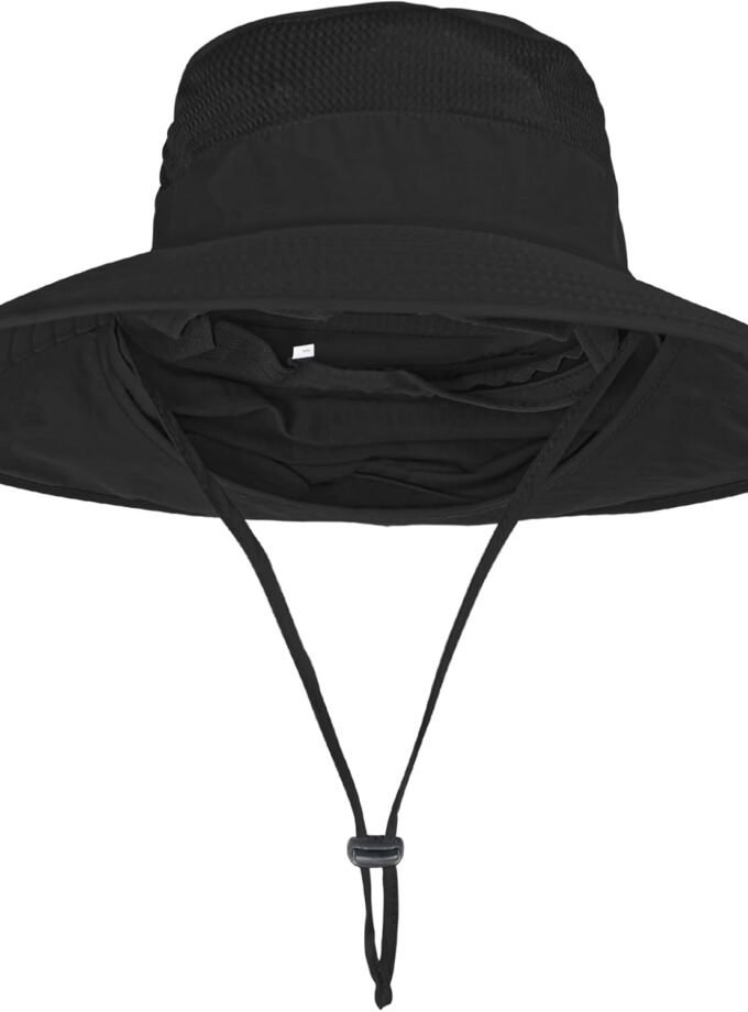 Sun Hats for Men Women Fishing Hat UPF 50+ Breathable Wide Brim Bucket Hats Summer UV Protection Safari Hat with Neck Flap