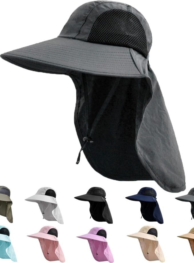 Sun Hat for Men Women with Neck Flap,UPF 50+ UV Protective Hiking Fishing Hats,Wide Brim Sun Hat for Women&Men