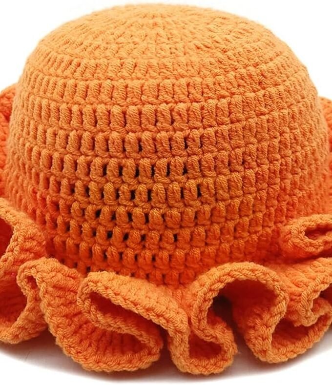 Crochet Bucket Hat for Womens Knitted Hat Trendy Fisherman Hat Foldable Handmade Bucket Cap for Travel Daily Wear