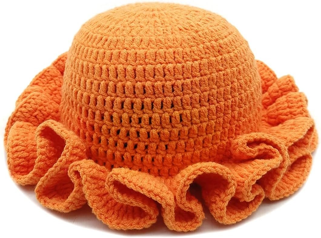 Crochet Bucket Hat for Womens Knitted Hat Trendy Fisherman Hat Foldable Handmade Bucket Cap for Travel Daily Wear