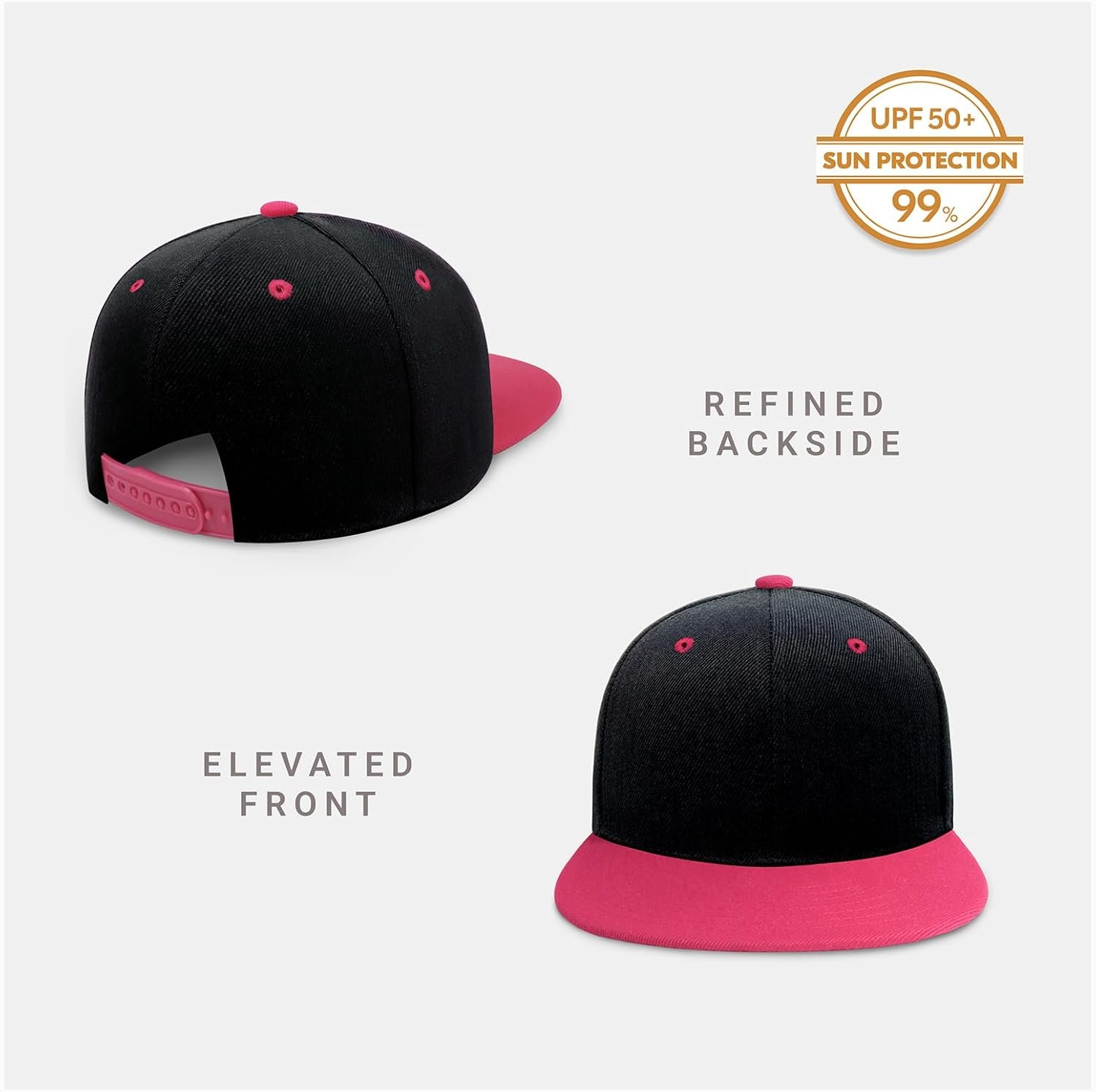 Flat Bill Visor Classic Snapback Hat Blank Adjustable Brim High Top End Trendy Color Style Plain Tone Baseball Cap - Image 2
