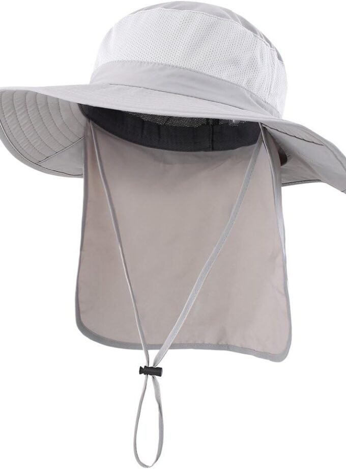 Outdoor UPF50+ Mesh Sun Hat Wide Brim Fishing Hat with Neck Flap Sun Hat for Men Women