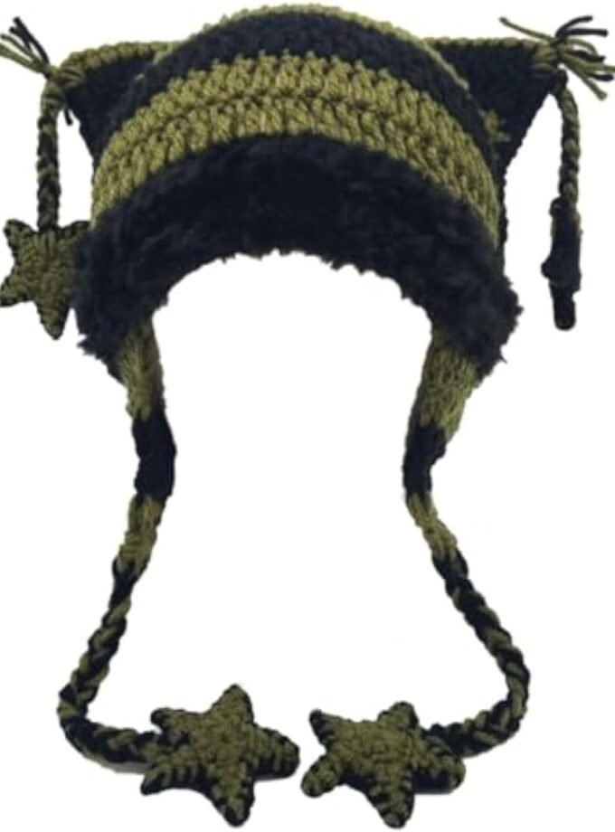 Beanies Cat Beanie Y2k Beanie Goth Knit Hat  Crochet Hats for Women y2k Accessories