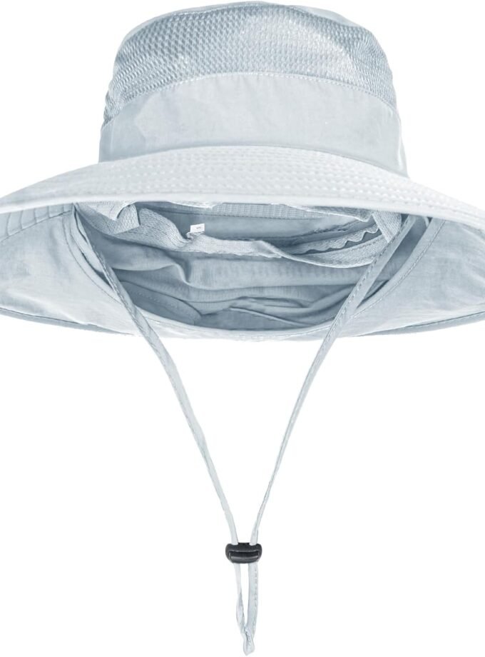 Sun Hats for Men Women Fishing Hat UPF 50+ Breathable Wide Brim Bucket Hats Summer UV Protection Safari Hat with Neck Flap
