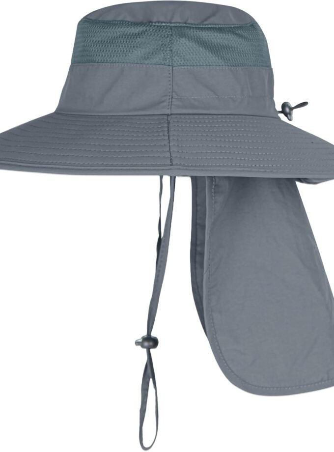 Sun Hats for Men Women Fishing Hat UPF 50+ Breathable Wide Brim Bucket Hats Summer UV Protection Safari Hat with Neck Flap