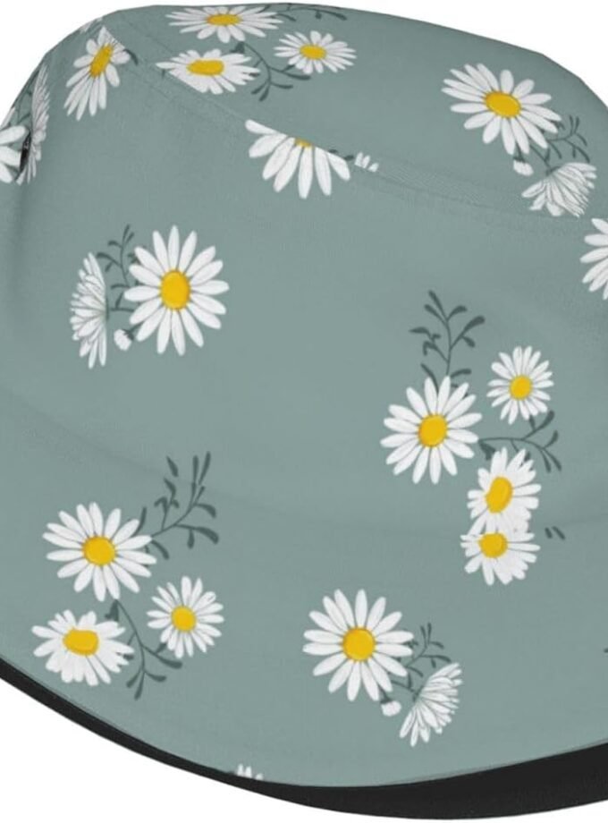 Small Daisy Green Chrysanthemum Flower Bucket Hats Fashion Sun Cap Packable Outdoor Fisherman Hat for Women and Men