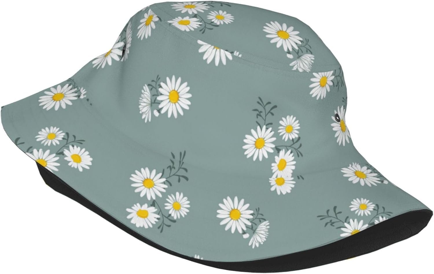 Small Daisy Green Chrysanthemum Flower Bucket Hats Fashion Sun Cap Packable Outdoor Fisherman Hat for Women and Men - Image 2