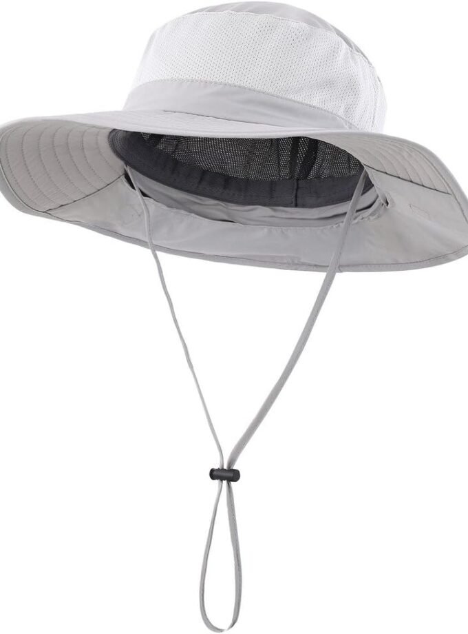 Outdoor UPF50+ Mesh Sun Hat Wide Brim Fishing Hat with Neck Flap Sun Hat for Men Women
