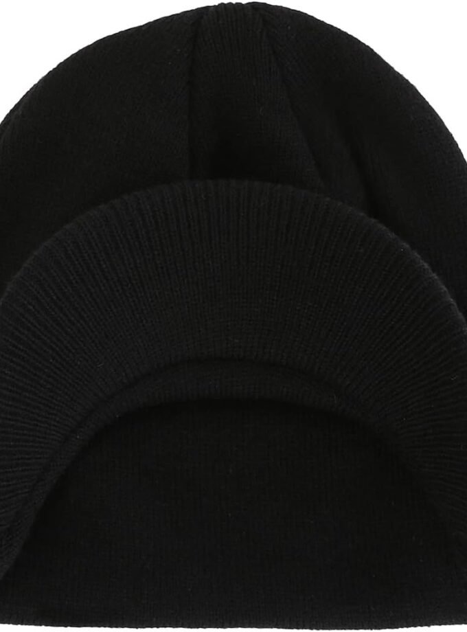 Men's Winter Beanie Hat with Brim Warm Double Knit Cuff Beanie Cap