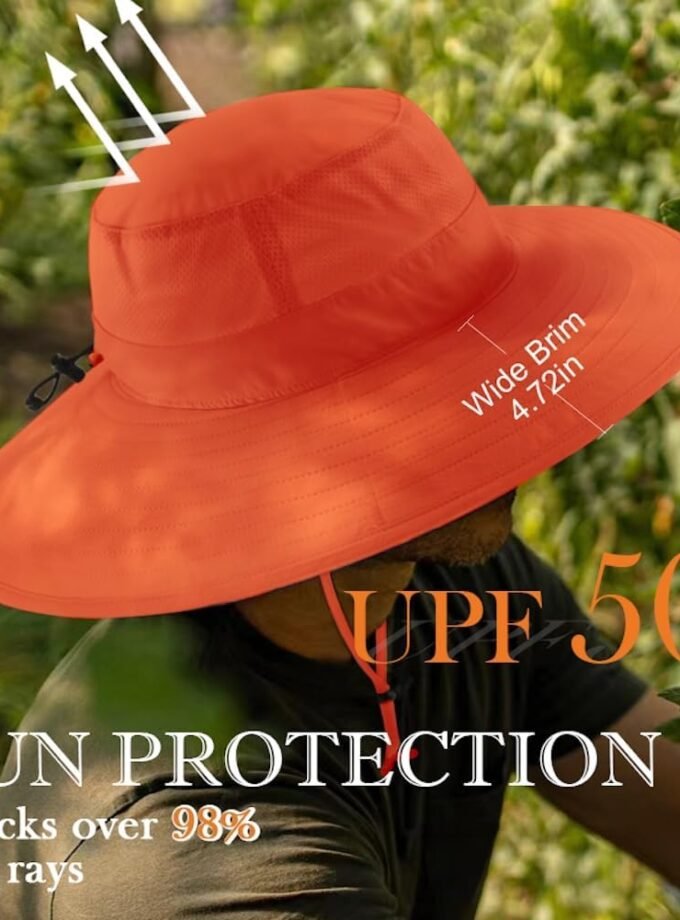 UPF50+ men Sun Hat Wide Brim Fishing Hat Foldable Large Brim UV Protection Sun Hat for Men Women Beach Gardening