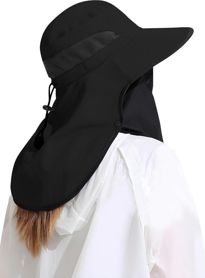 Outdoor Sun Hat Detachable Neck Face Flap UPF 50+UV Protection Visor Fishing Hats with Neck Flap for Men & Women
