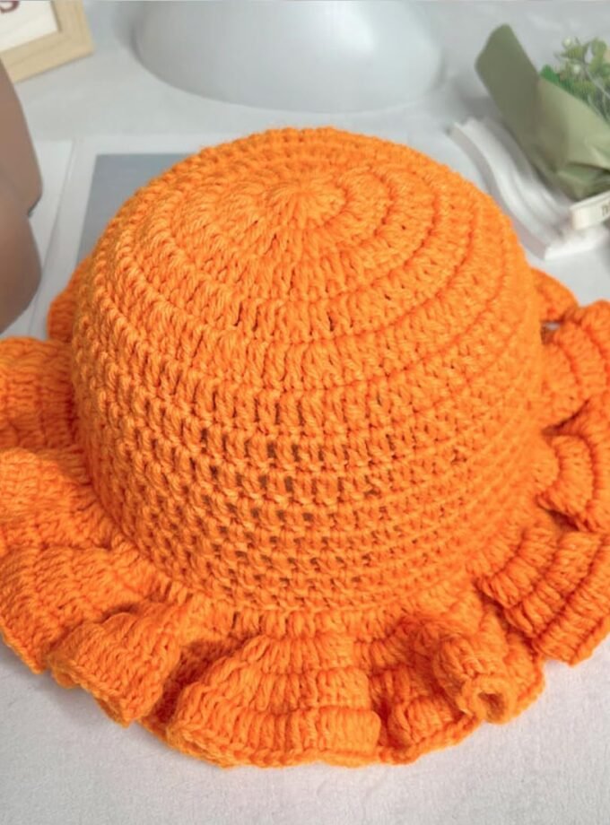Crochet Bucket Hat for Womens Knitted Hat Trendy Fisherman Hat Foldable Handmade Bucket Cap for Travel Daily Wear
