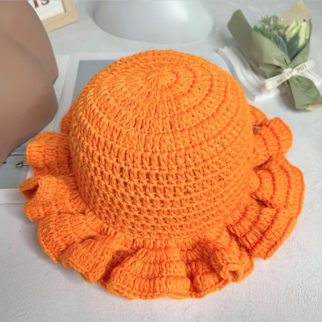 Crochet Bucket Hat for Womens Knitted Hat Trendy Fisherman Hat Foldable Handmade Bucket Cap for Travel Daily Wear - Image 2