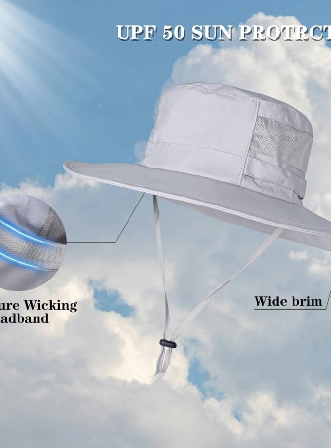 Sun Hat for Men/Women, UPF 50+ Fishing Hat,Waterproof Wide Brim Bucket Hat Foldable Boonie Hat for Hiking Garden Safari Beach