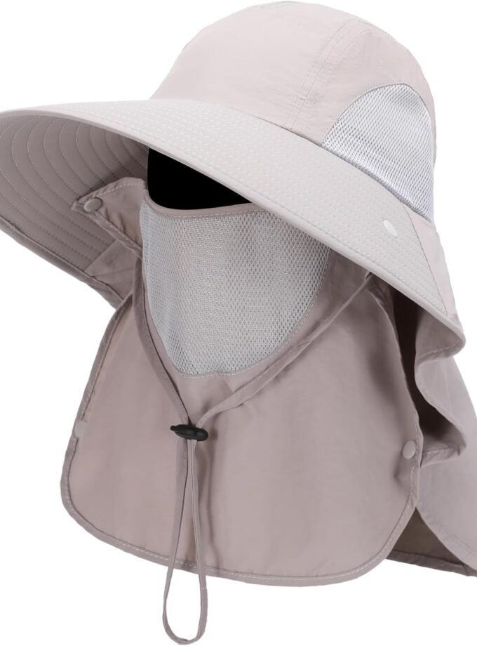 Outrip Sun Hat for Men Women Wide Brim Fishing Hat with Face Cover & Neck Flap Outdoor Sun Protection Hat