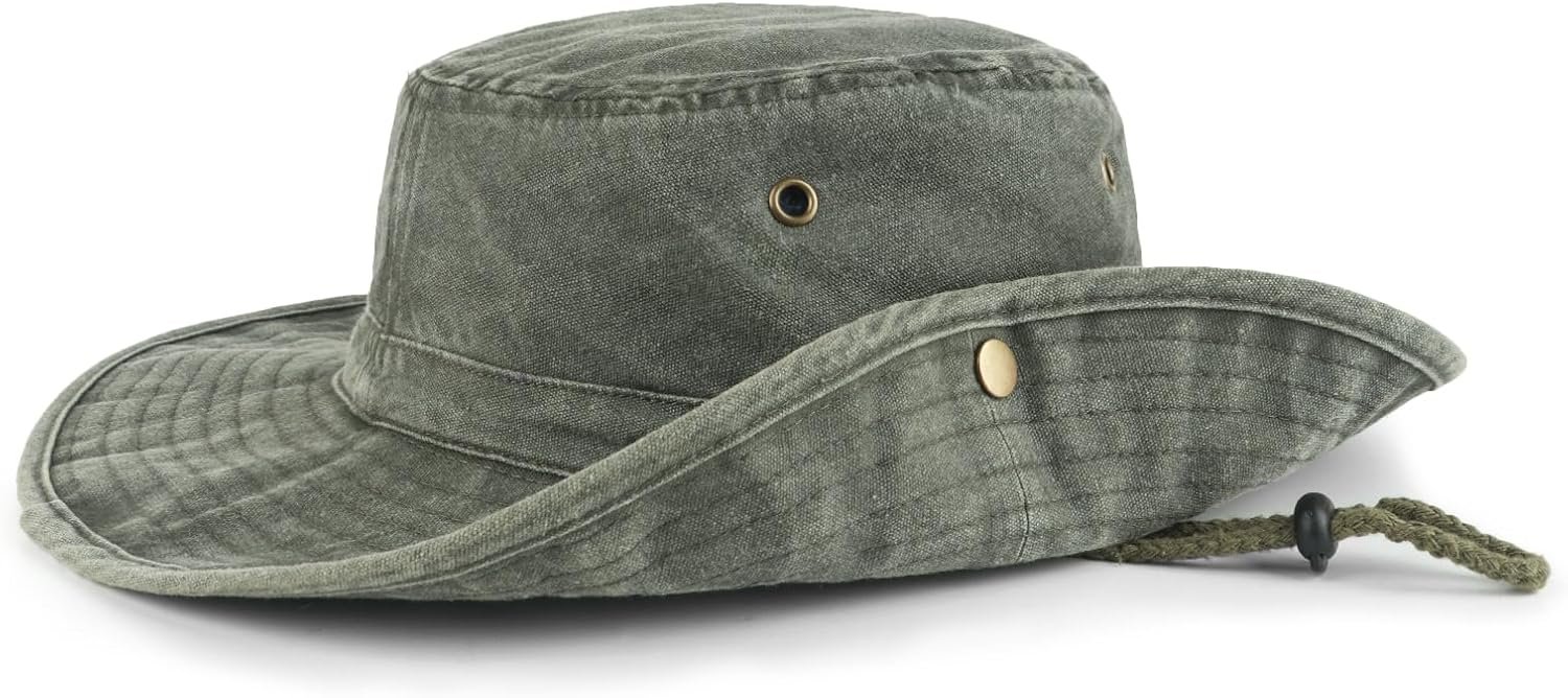 Sun Hats Washed,Oversized Wide Floppy Brim Hiking Hat for Big Heads,Large Cooling Hats with Chin Strap - Image 2