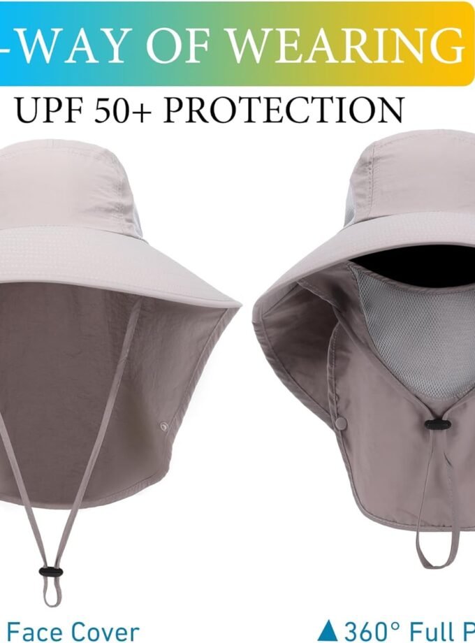 Outrip Sun Hat for Men Women Wide Brim Fishing Hat with Face Cover & Neck Flap Outdoor Sun Protection Hat