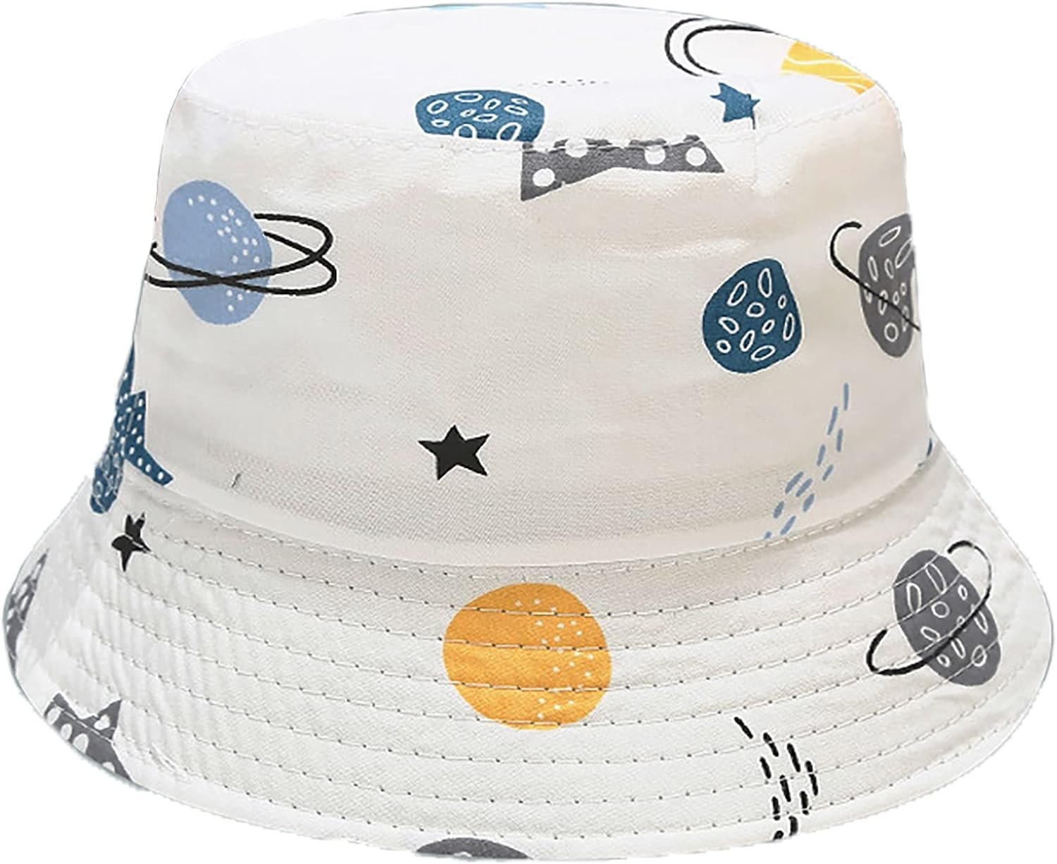Kids Bucket Hat Print Cotton Beach Hat Summer Travel Sun Hats