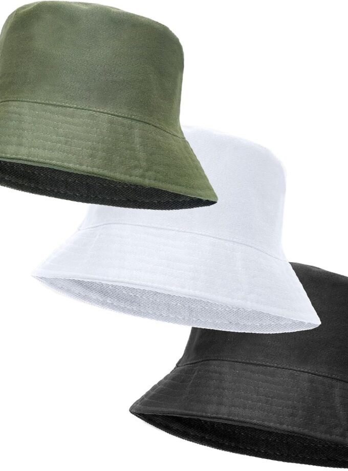 3 Packs Unisex Athletic Bucket Hat Solid Colors Sun Hat Packable Summer Hats for UV Protection Fisherman Outdoor