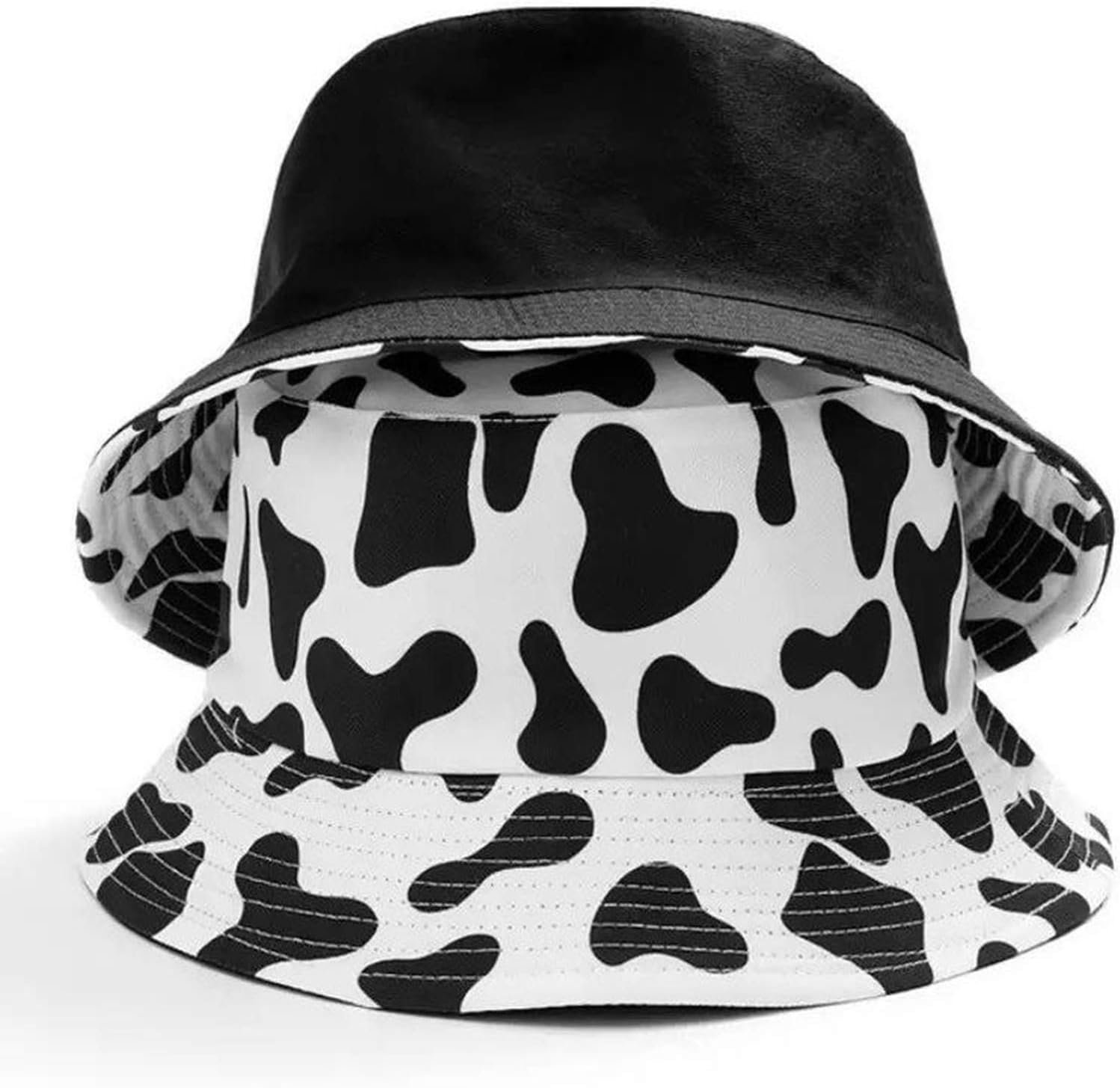 Unisex Cow Pattern Print Bucket-Hat Double-Side-Wear Reversible Fisherman-Cap - Image 2