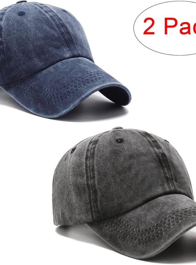2 Packs Vintage Washed Distressed Baseball Cap Golf Dad Hat for Men Women
