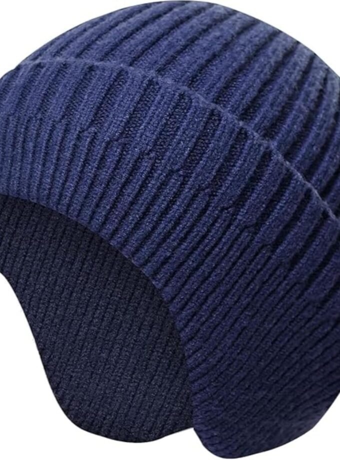 Winter Beanie for Men Women with Earflap, Fleece Lined Beanie Soft Warm Knit Hat Ski Stocking Cuffed Cap