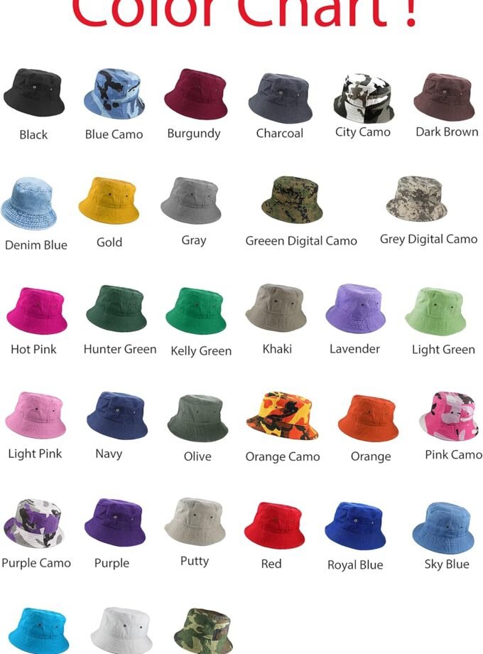 Solid Color 100% Cotton Bucket Hat for Women and Men Packable Travel Summer Beach Hat