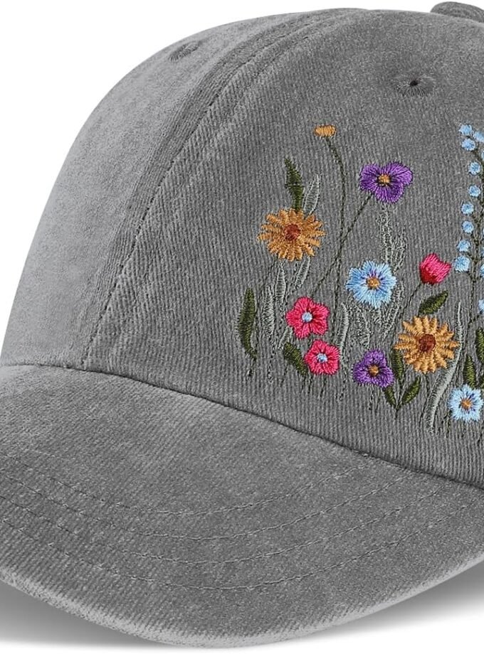 Trendy Embroidered Baseball Cap for Girls Women Men - Adjustable Soft Breathable Hats for Casual Wear